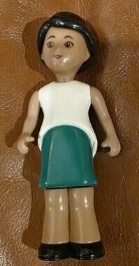 5.5 Inch Vtg African American Little Tikes Mom White Shirt Green Skirt Doll